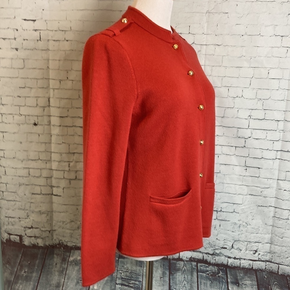 Talbots Merino Wool Blend Cardigan M Nautical Office Workwear Military Preppy - Picture 4 of 16